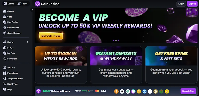 CoinCasino: casino ohne 1000 euro limit und hohen Boni